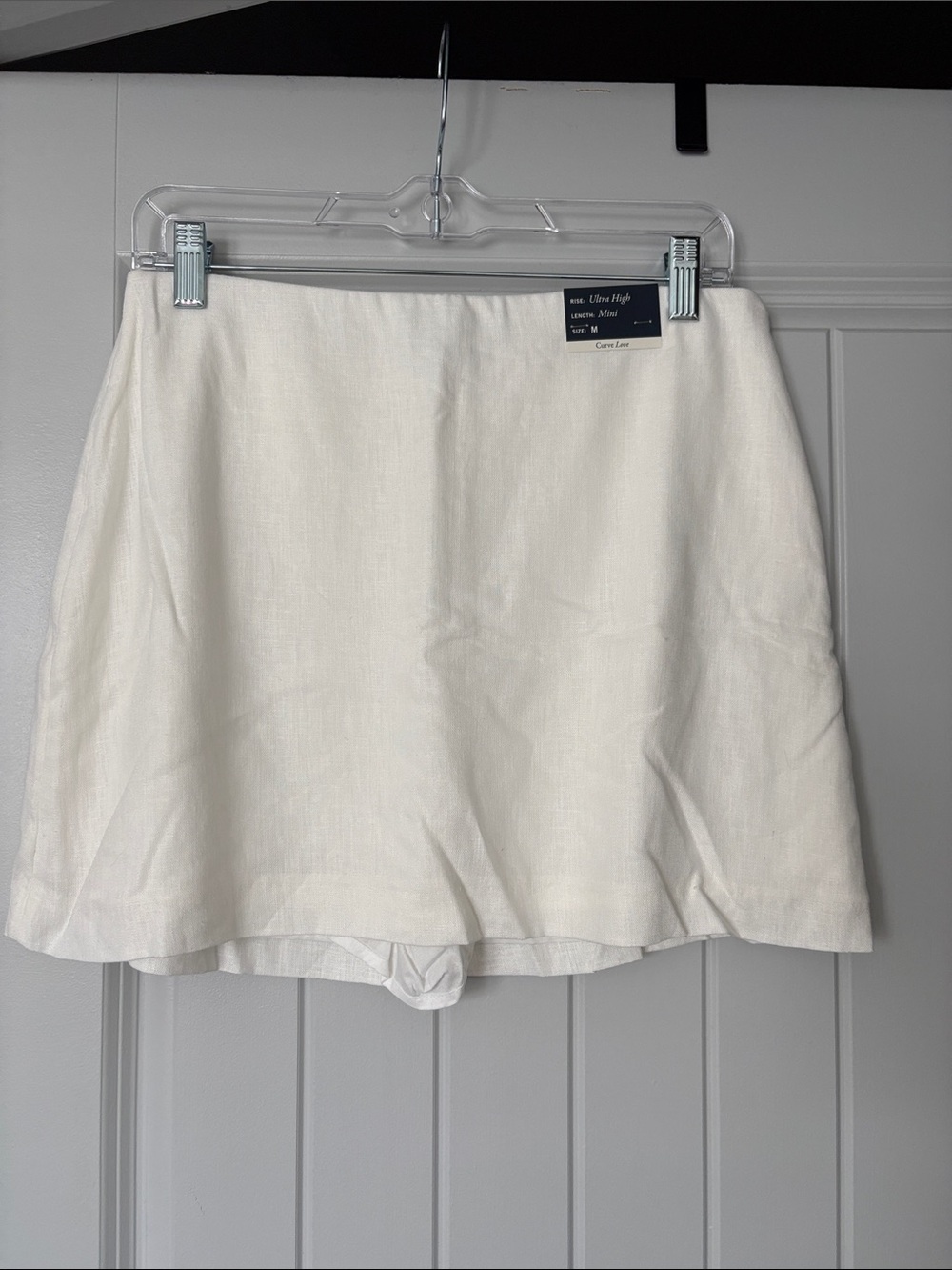 Abercrombie & Fitch Women's MediumCream Linen-Blend Skort - Classic High Waist